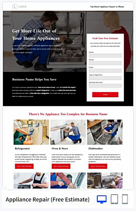 Appliance Repair Website Design